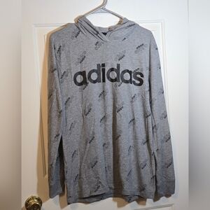 Adidas Boys' Printed Hooded Sweatshirt - Big Kid In Dark Grey Size XL Tall 18/20